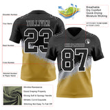 Custom Black Gray Old Gold-White Authentic Geometric Gradient 7V7 Flag Football Jersey