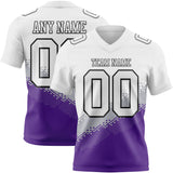 Custom White Gray Purple-Black Authentic Geometric Gradient 7V7 Flag Football Jersey
