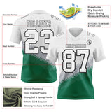 Custom White Gray Kelly Green-Black Authentic Geometric Gradient 7V7 Flag Football Jersey