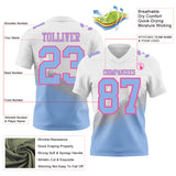 Custom White Light Blue Gray-Pink Authentic Geometric Gradient 7V7 Flag Football Jersey