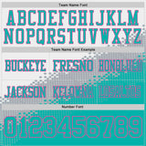 Custom White Aqua Gray-Pink Authentic Geometric Gradient 7V7 Flag Football Jersey