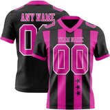 Custom Black Deep Pink-White Authentic Stars And Stripes 7V7 Flag Football Jersey