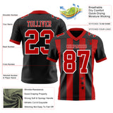 Custom Black Red-White Authentic Stars And Stripes 7V7 Flag Football Jersey