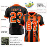 Custom Black Orange-White Authentic Stars And Stripes 7V7 Flag Football Jersey