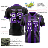 Custom Black Purple-White Authentic Stars And Stripes 7V7 Flag Football Jersey