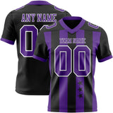 Custom Black Purple-White Authentic Stars And Stripes 7V7 Flag Football Jersey