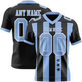 Custom Black Light Blue-White Authentic Stars And Stripes 7V7 Flag Football Jersey