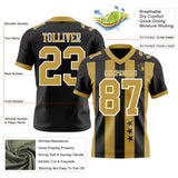 Custom Black Old Gold-White Authentic Stars And Stripes 7V7 Flag Football Jersey