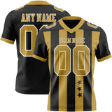 Custom Black Old Gold-White Authentic Stars And Stripes 7V7 Flag Football Jersey