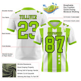 Custom White Neon Green-Black Authentic Stars And Stripes 7V7 Flag Football Jersey