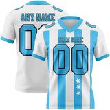 Custom White Sky Blue-Black Authentic Stars And Stripes 7V7 Flag Football Jersey