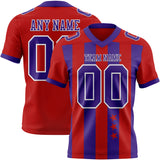 Custom Red Purple-White Authentic Stars And Stripes 7V7 Flag Football Jersey
