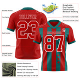 Custom Red Teal-White Authentic Stars And Stripes 7V7 Flag Football Jersey