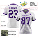 Custom White-Purple Authentic Abstract Fluid Line 3D Pattern 7V7 Flag Football Jersey