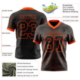 Custom Black-Orange Authentic Abstract Fluid Line 3D Pattern 7V7 Flag Football Jersey