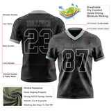 Custom Black-Gray Authentic Abstract Fluid Line 3D Pattern 7V7 Flag Football Jersey