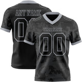 Custom Black-Gray Authentic Abstract Fluid Line 3D Pattern 7V7 Flag Football Jersey