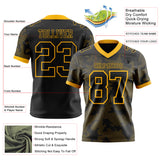 Custom Black-Gold Authentic Abstract Fluid Line 3D Pattern 7V7 Flag Football Jersey