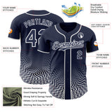 Custom Navy-White Fluid Wave Psychedelic Swirl Authentic Baseball Jersey