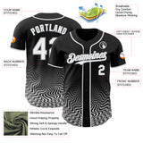 Custom Black White-Gray Fluid Wave Psychedelic Swirl Authentic Baseball Jersey