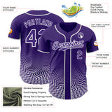 Custom Purple-White Fluid Wave Psychedelic Swirl Authentic Baseball Jersey
