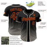Custom Black Cream-Orange Fluid Wave Psychedelic Swirl Authentic Baseball Jersey