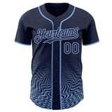 Custom Navy-Light Blue Fluid Wave Psychedelic Swirl Authentic Baseball Jersey