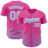 Custom Pink Light Blue-White Fluid Wave Psychedelic Swirl Authentic Baseball Jersey