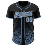 Custom Black Light Blue-White Fluid Wave Psychedelic Swirl Authentic Baseball Jersey