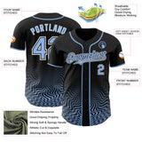 Custom Black Light Blue-White Fluid Wave Psychedelic Swirl Authentic Baseball Jersey