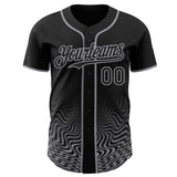 Custom Black-Gray Fluid Wave Psychedelic Swirl Authentic Baseball Jersey