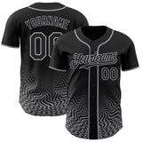 Custom Black-Gray Fluid Wave Psychedelic Swirl Authentic Baseball Jersey