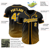 Custom Black Gold-White Fluid Wave Psychedelic Swirl Authentic Baseball Jersey