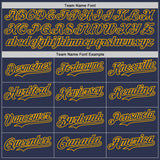 Custom Navy-Gold Fluid Wave Psychedelic Swirl Authentic Baseball Jersey