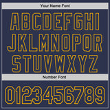 Custom Navy-Gold Fluid Wave Psychedelic Swirl Authentic Baseball Jersey