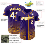 Custom Purple White-Gold Fluid Wave Psychedelic Swirl Authentic Baseball Jersey