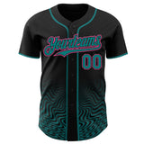 Custom Black Pink-Teal Fluid Wave Psychedelic Swirl Authentic Baseball Jersey