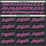 Custom Black Pink-Teal Fluid Wave Psychedelic Swirl Authentic Baseball Jersey