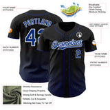 Custom Black Royal-White Fluid Wave Psychedelic Swirl Authentic Baseball Jersey