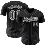 Custom Black Steel Gray-White Fluid Wave Psychedelic Swirl Authentic Baseball Jersey
