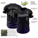Custom Black Purple-Gray Fluid Wave Psychedelic Swirl Authentic Baseball Jersey