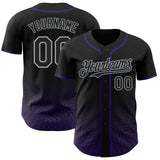 Custom Black Purple-Gray Fluid Wave Psychedelic Swirl Authentic Baseball Jersey