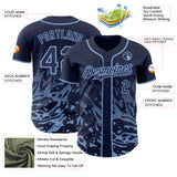 Custom Navy-Light Blue Fluid Liquid Wave Splatter Authentic Baseball Jersey