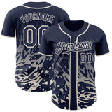 Custom Navy-Cream Fluid Liquid Wave Splatter Authentic Baseball Jersey