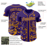 Custom Purple-Gold Fluid Liquid Wave Splatter Authentic Baseball Jersey