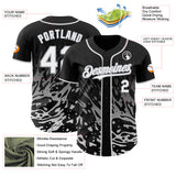 Custom Black White-Gray Fluid Liquid Wave Splatter Authentic Baseball Jersey