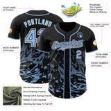 Custom Black Light Blue-White Fluid Liquid Wave Splatter Authentic Baseball Jersey