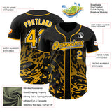 Custom Black Gold-White Fluid Liquid Wave Splatter Authentic Baseball Jersey