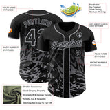Custom Black-Gray Fluid Liquid Wave Splatter Authentic Baseball Jersey