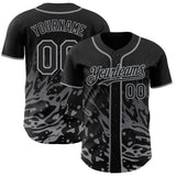 Custom Black-Gray Fluid Liquid Wave Splatter Authentic Baseball Jersey
